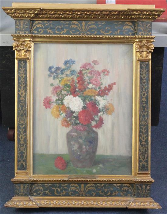 § Camille Matisse (French, 19/20th C.) Still life of chrysanthemums in a vase, 15.5 x 12in.